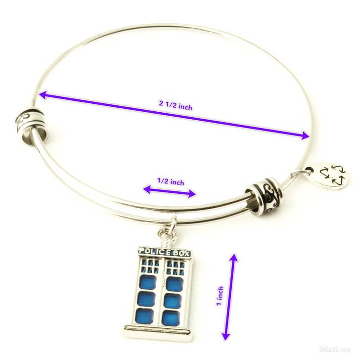 Dave The Bunny – wholesale Charm/dangle bracelet – Police Box Bracelet | Bangle For Fans of the Popular TV Series Gift for Men Women Boys Girls Police Decor Call Box Policeman Box - Hypoallergenic