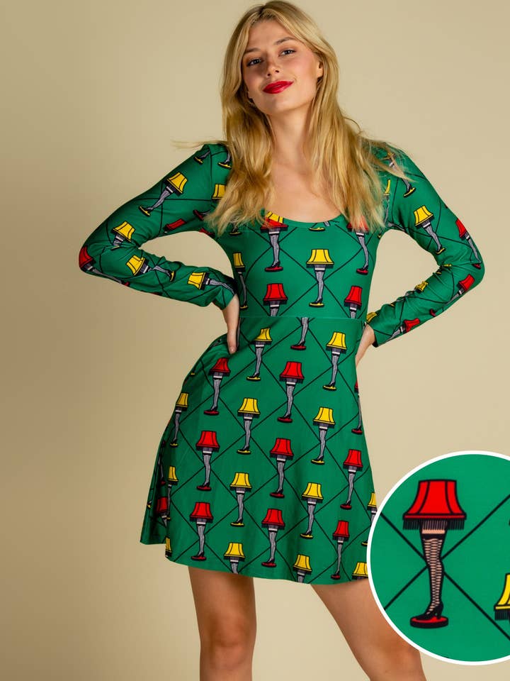 Shinesty, Inc - Vente Robe – femme - La Fragile | Robe Patineuse de Noël avec Lampe de Jambe