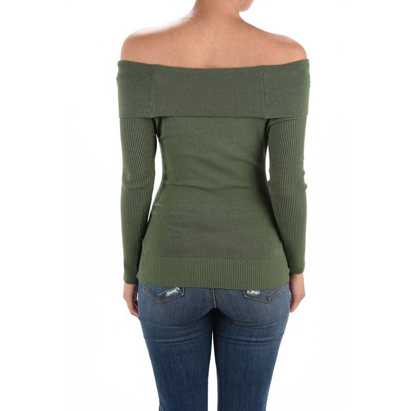 Mak - Venta al por mayor Jersey corto de punto - Mujer - Suéter de punto suave de rayón y elástico con hombros descubiertos MK35983