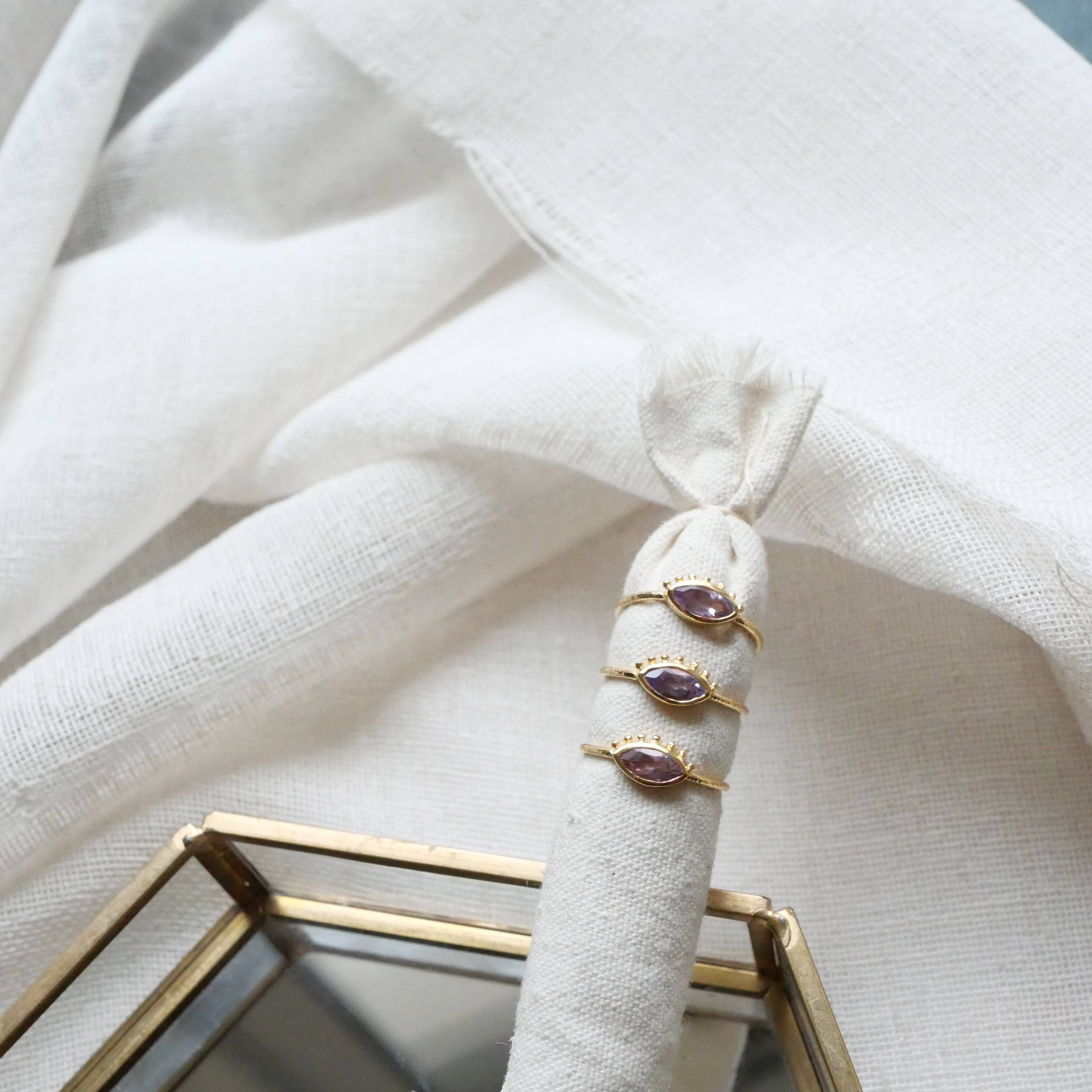 GINANDGER - Venta al por mayor Anillos solitarios - Anillo ajustable Iris con baño de oro de 2 micras y piedra a elección5