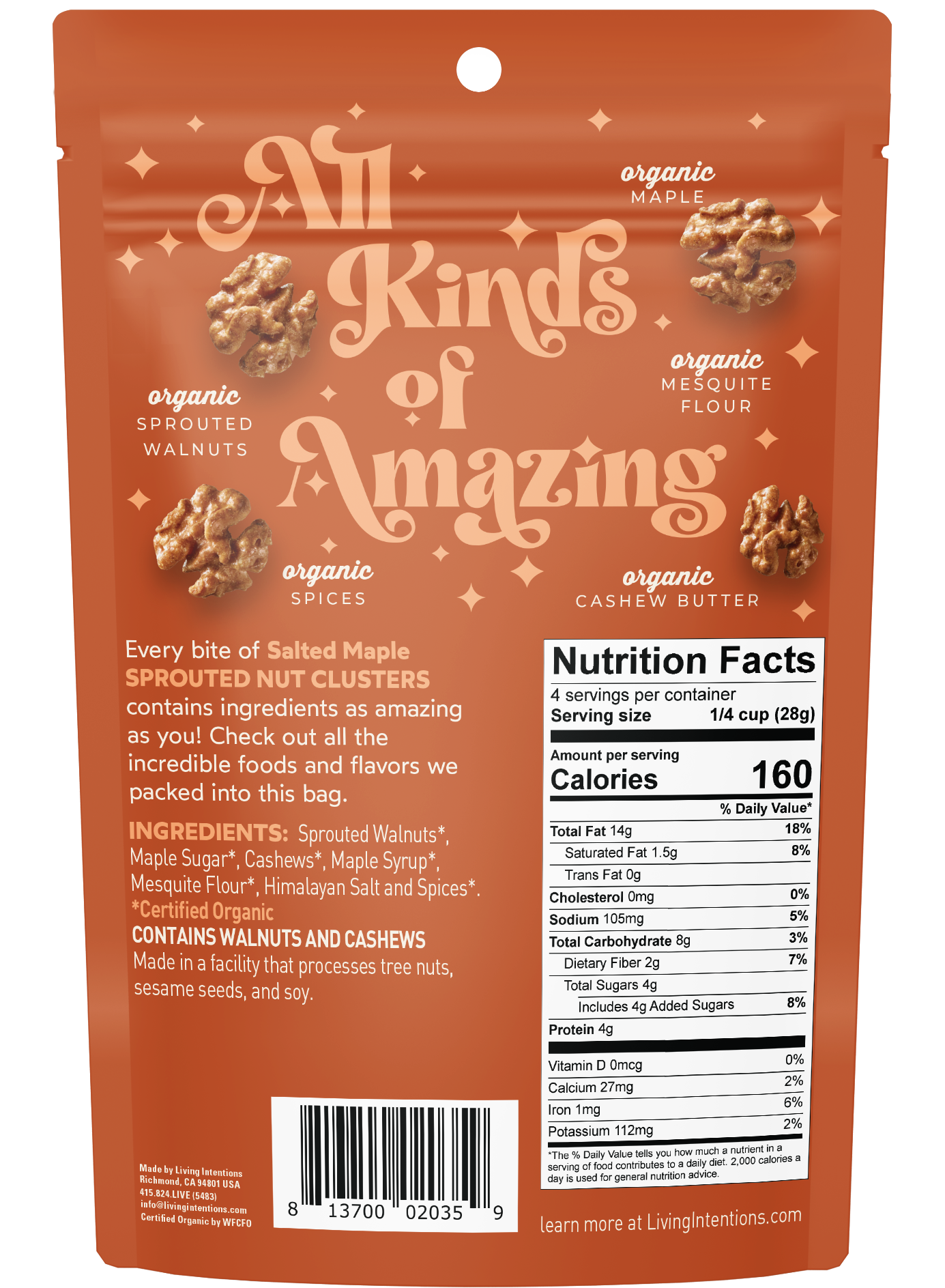 Living Intentions - Wholesale Nuts - 4oz Superfood Nut Blend - Salted Maple1