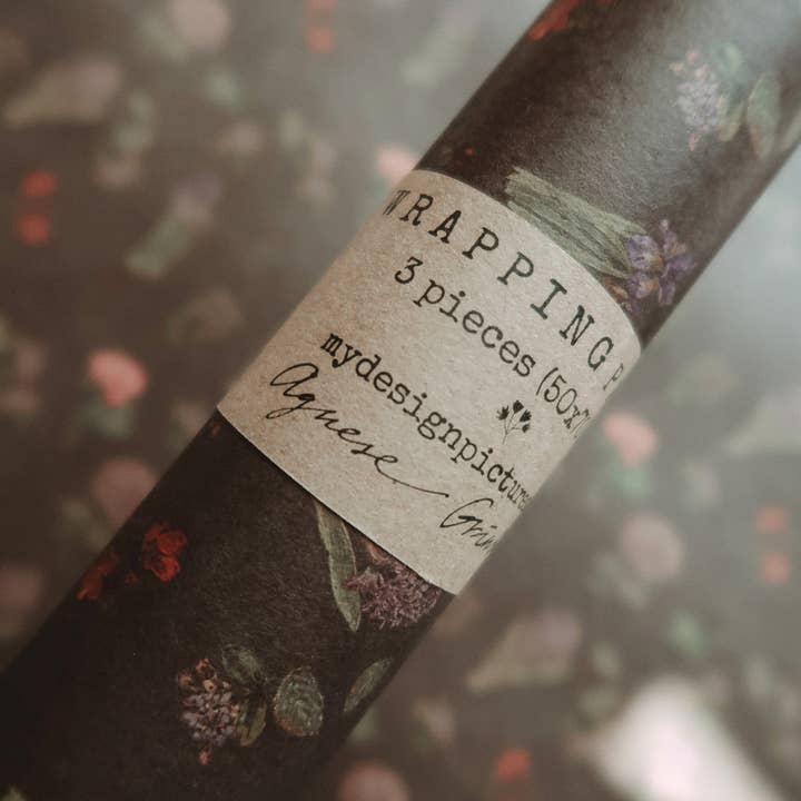 MyDesignPictures - Wholesale Wrapping Paper Roll - Set Of 3 Pieces Garden flowers Kraft Wrapping Paper