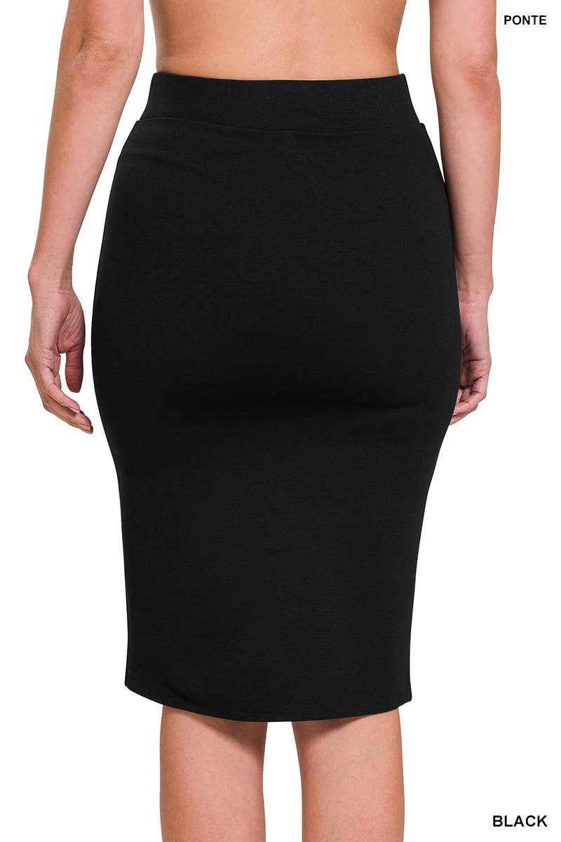 42POPS – wholesale Kjol - Dam – 42POPS Ponte knälång pennkjol2