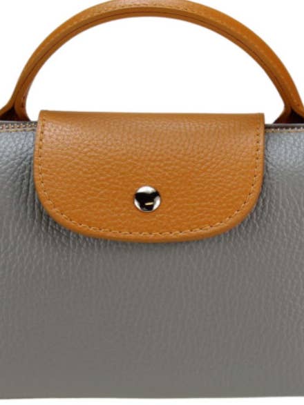 LOLOGR Italiensk Läder Grå Liten Handväska med Tryckknappsstängning för wholesale av JIJOU CAPRI