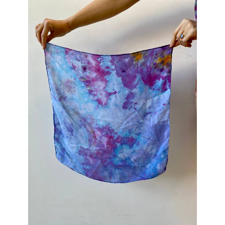 Mira Blackman - Wholesale Sjaal - Dames - Zijden sjaal met handgeverfde grote streeppatronen (10 kleuren) - veelzijdige bandana1