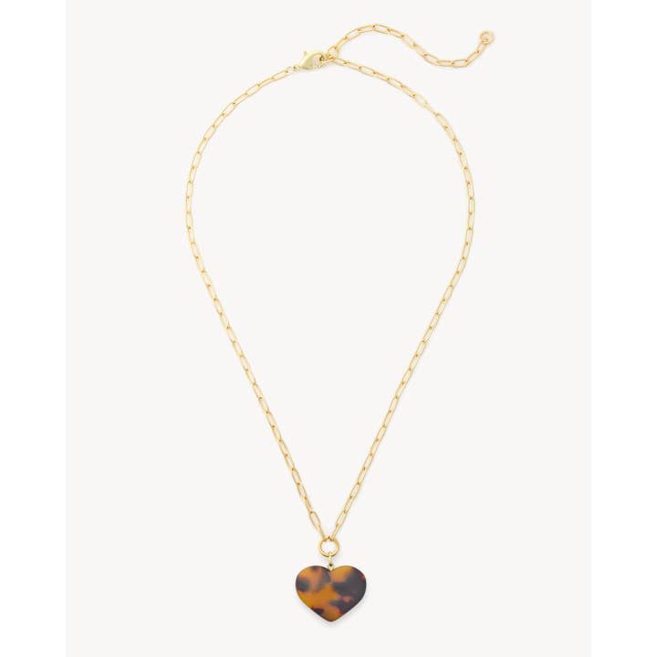 Colar com Pendente Coração Midi em Tartaruga Clássica por atacado de MACHETE