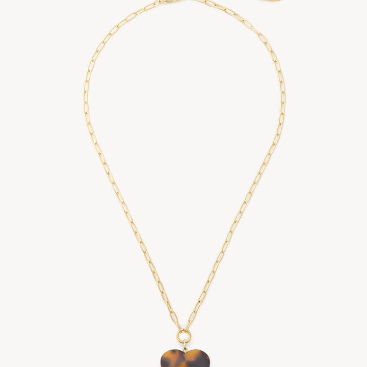 Midi Heart Pendant Necklace in Classic Tortoise for wholesale by MACHETE
