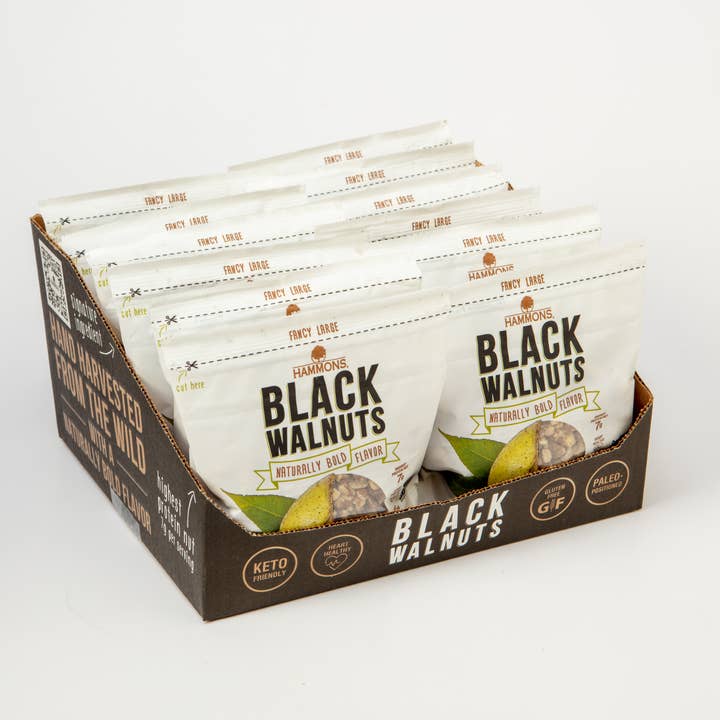Hammons Wild Black Walnuts - Venta al por mayor Frutos secos - Nueces negras grandes y elegantes (8 oz)