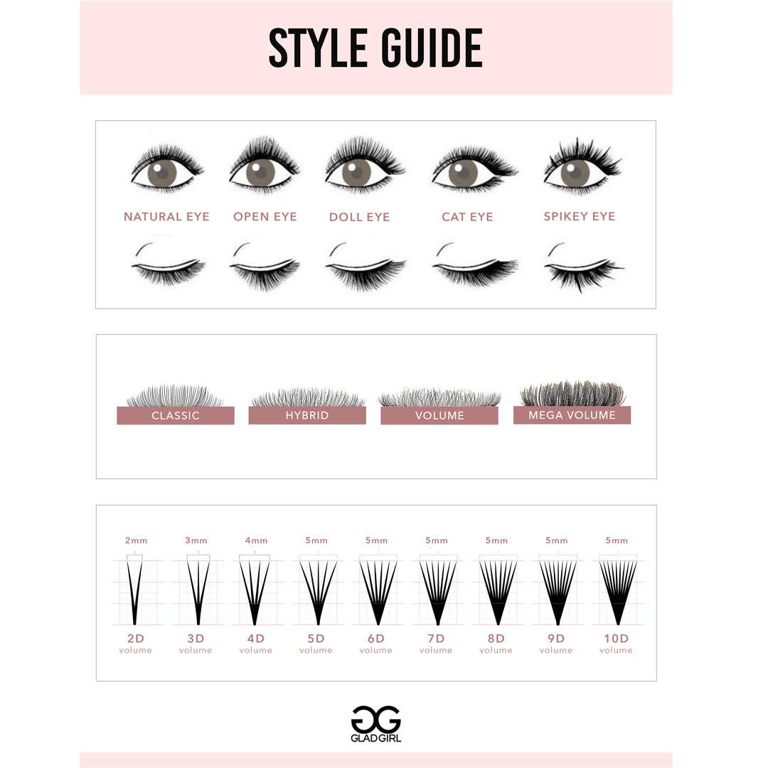 GladGirl - Wholesale Poster - Lash Style Guide Poster 8.5" x 11"0