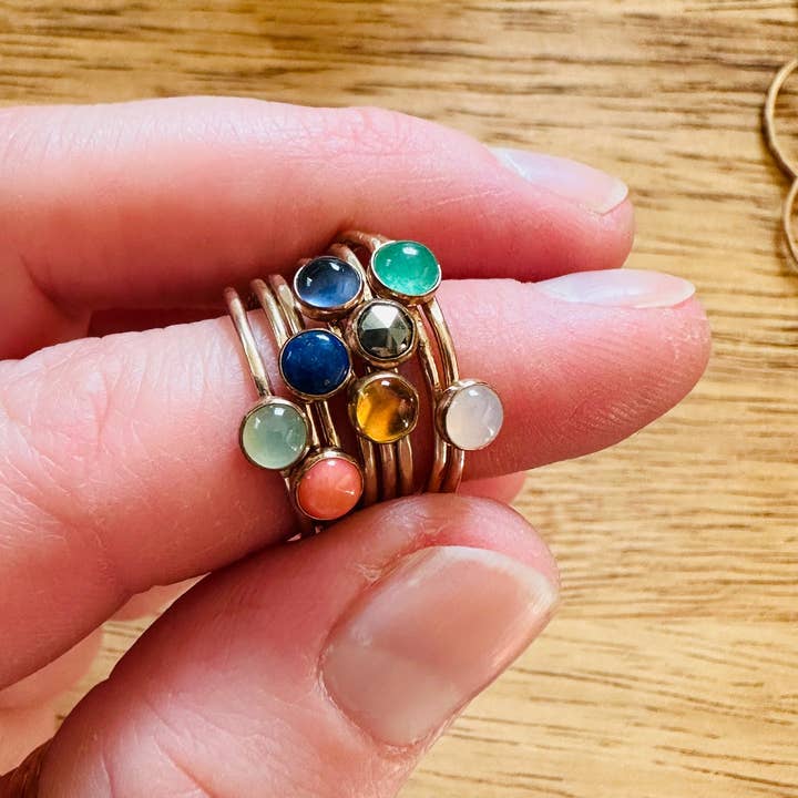 Notions of Lovely - Wholesale Multi-Stone Ring - Skinny Mini Jeweled Stacker Rings - 14k Gold Fill