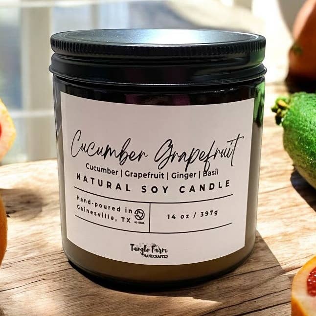 Cucumber Grapefruit Soy Candle for wholesale by Tangle Farm Handcrafted