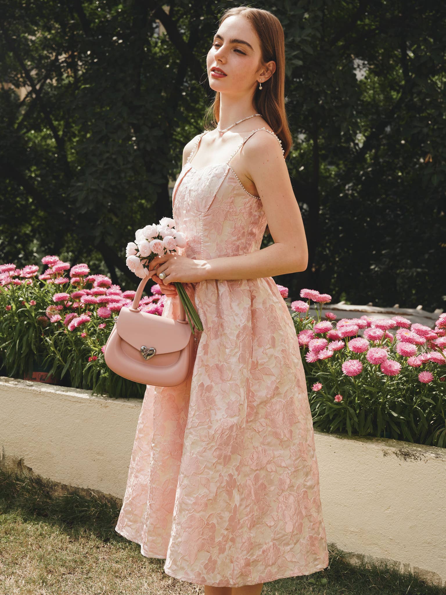 ROSIE POSIE - Wholesale Dress - Women's - RP2231 - Pearl-Embellished Blush Floral Embroidered Dress6