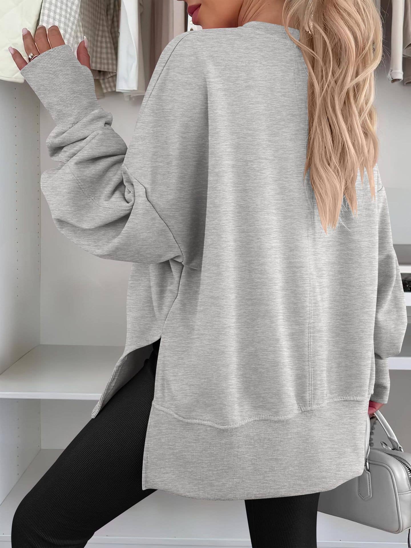 Lily Clothing - Wholesale Sweatshirt - Women's - Casual round-neck loose sporty split sweatshirt19