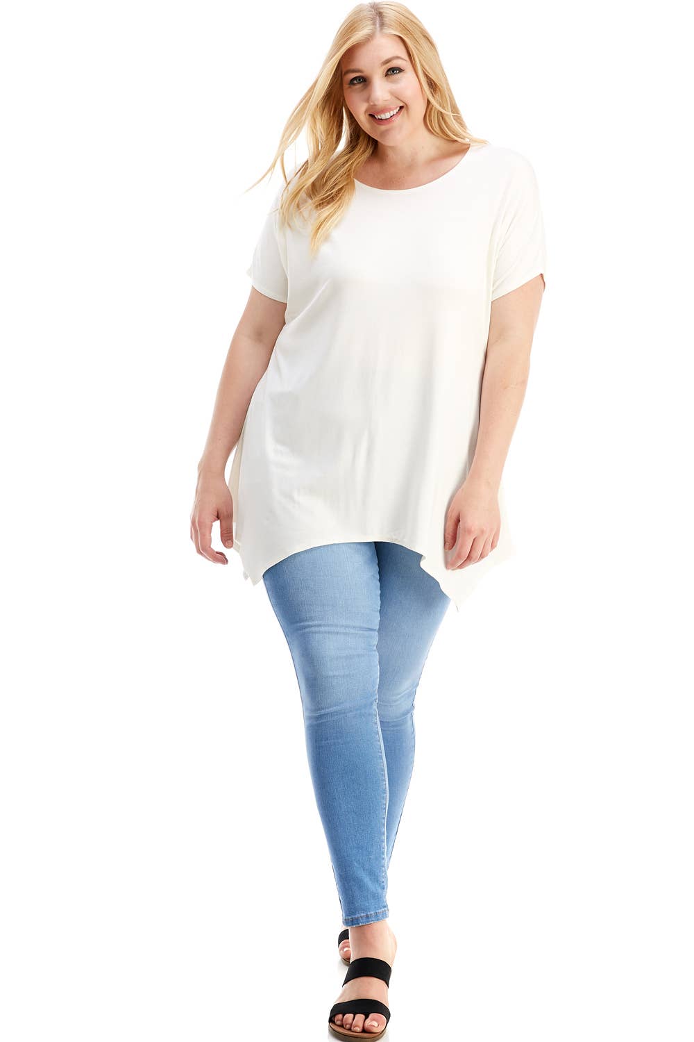 Azules Clothing - Wholesale Tunic - Women's - ATP-2307RSX Plus Size Asymmetric Short Sleeve Tunic39