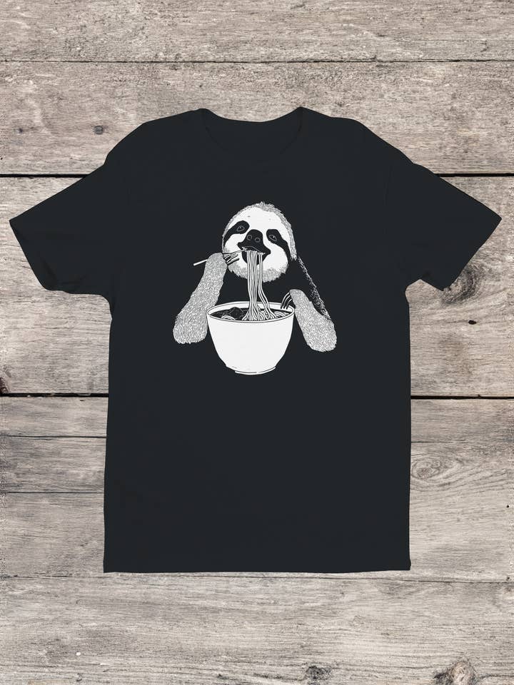 Sloth Enjoying Ramen Art Men's T-shirt for wholesale by Swift Retail
