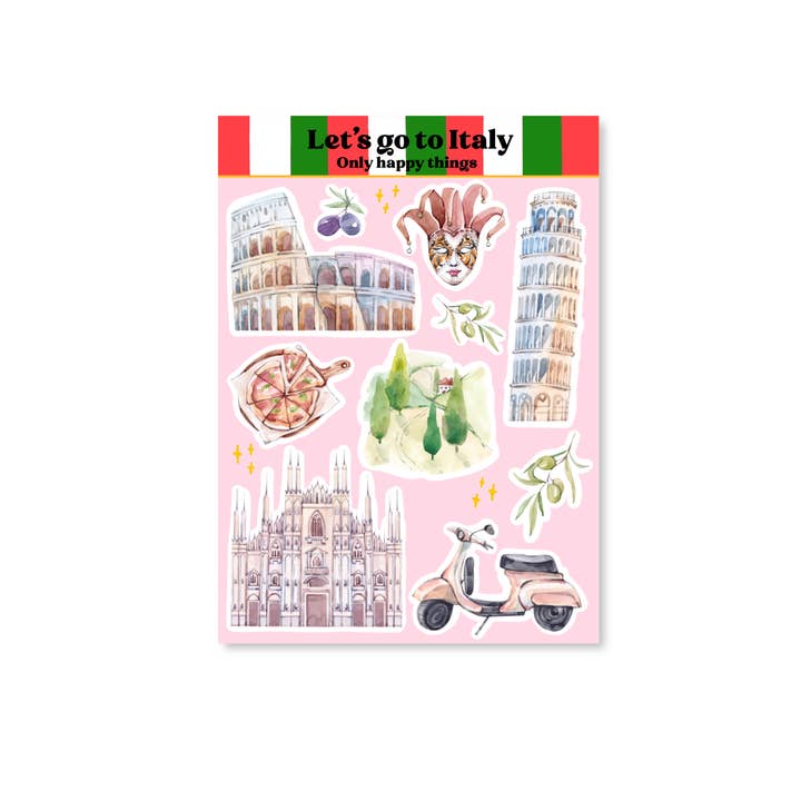 Stickervel Let's go to Italy A6 for wholesale by Only Happy Things Stationery