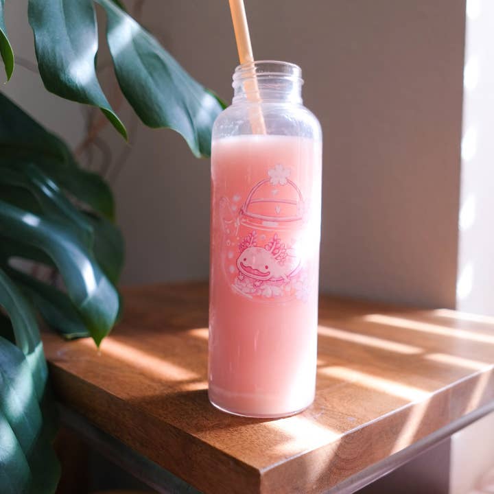 Thousand Skies - Wholesale Sticker - Vinyl Sticker (Transparent) Cherry Blossom Axolotl Tea