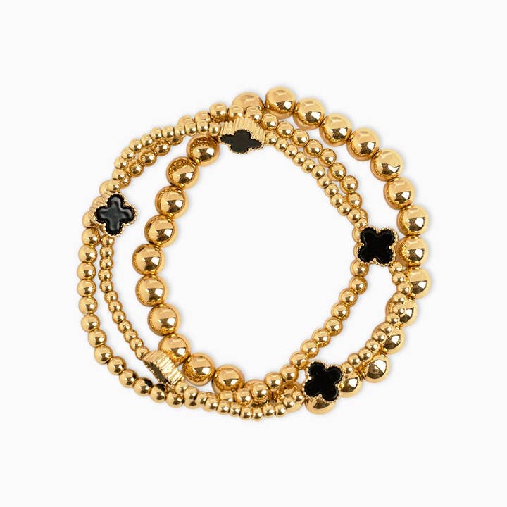 Sessori - Wholesale Jewelry Set - MOP Clover Stretch Beaded Bracelets, Set of 30