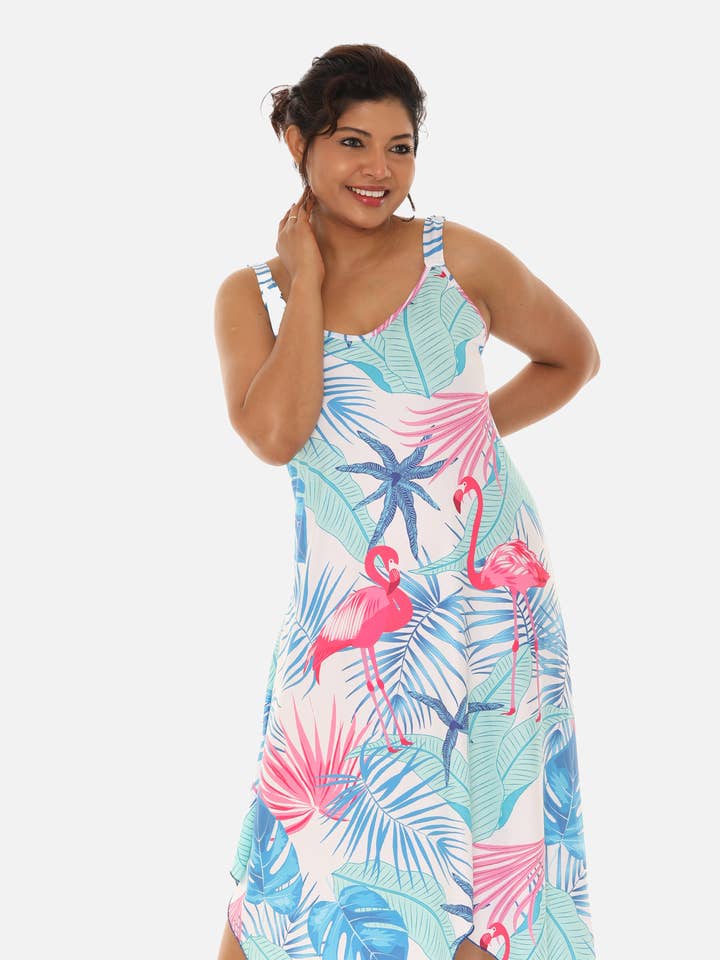 Shoreline Wear. INC - Wholesale Dress - Women's - Tropical Chevron Handkerchief Midi Dress