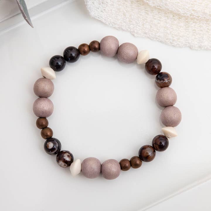 Bracelet d'Agate pour hommes couleur café for wholesale by Bijoux Lyne Meikle