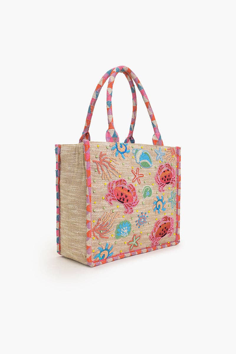 America & Beyond – Großhandel Tragetasche – Damen – Mit Krabbenschalen verzierte Tragetasche2