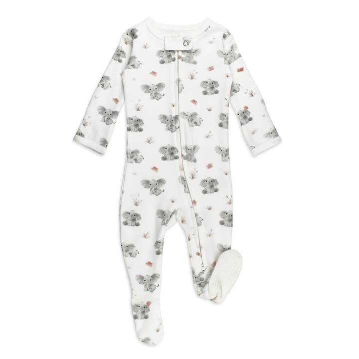 Baby Elephant | Organic Zipper Footie for wholesale by L'ovedbaby