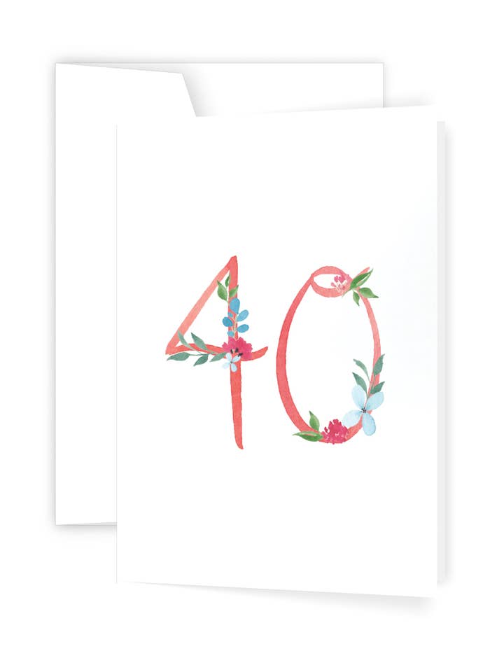 Floral 40 Greeting Card for wholesale by Ellen Walsh Designs