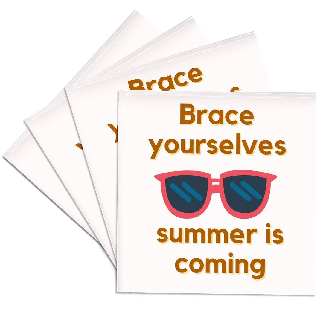3dRose - Wholesale Coasters - 3dRose, Image of a Sunglasses with Text of Brace yourselves summer is coming, Coaster0