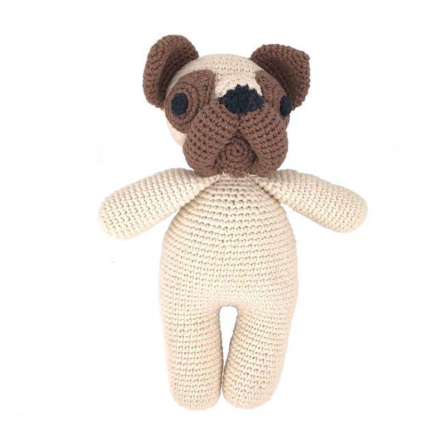 decorazione bulldog Lewis crema - cotone organico lavorato a mano all'uncinetto per la vendita all'ingrosso da parte di Luna-Leena - handmade in Nepal