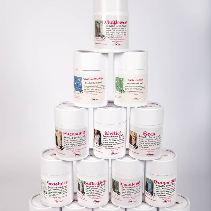 Art on Scarves – wholesale Scarf – Women's – Bottle Scarves, Recycled Plastic Bottles - British Birds 🐦2