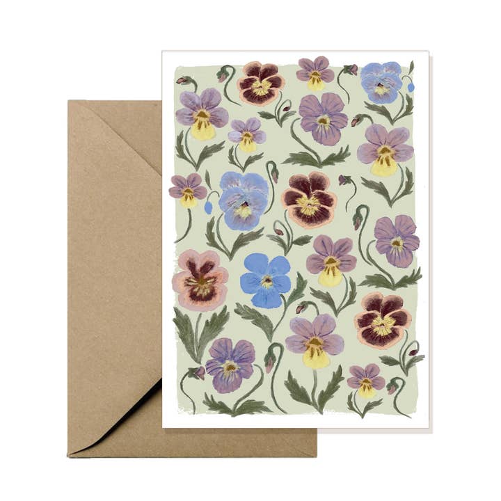 Mini greeting card - Pansies for wholesale by Wild & Bloem