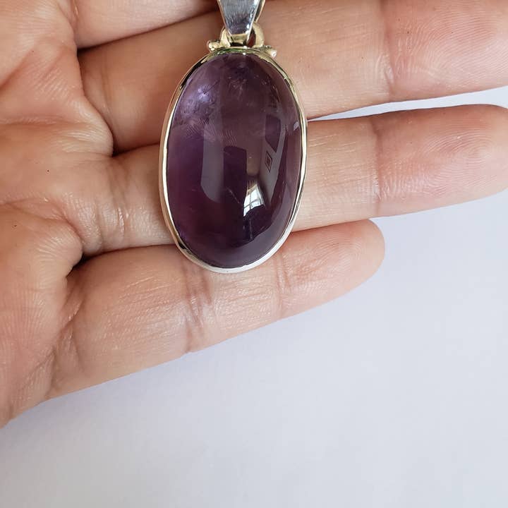 Amethyst oval shape 925 sterling silver pendant for wholesale by GTG Gems Corp