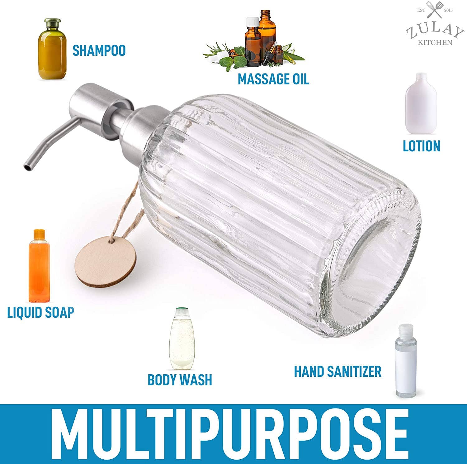 Zulay Kitchen – wholesale Tvåldispenser – Glasdispenser för handtvål – 473 ml4