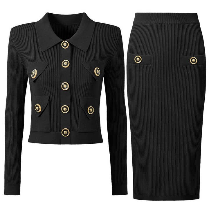 Productseeker - Wholesale Top & Skirt Set - Women's - SET218Y Spring Autumn Knit Cardigan Sweater with Skirt Set25