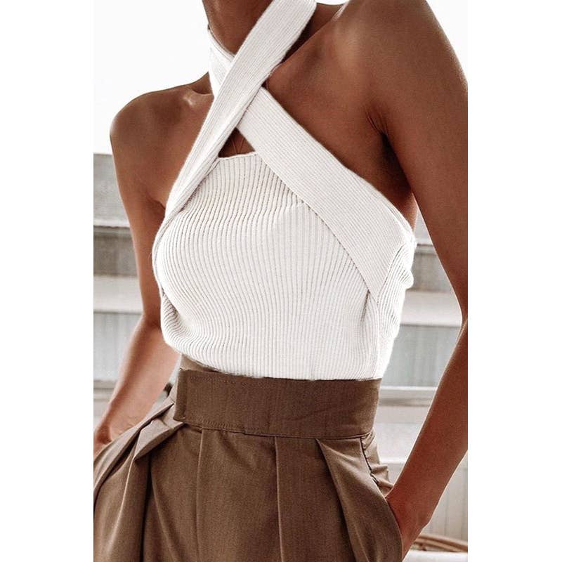 TREND SHOP - Vente Haut en maille – femme - HAUT SEXY À ÉPAULES DÉNUDÉES EN TRICOT POUR FEMME0