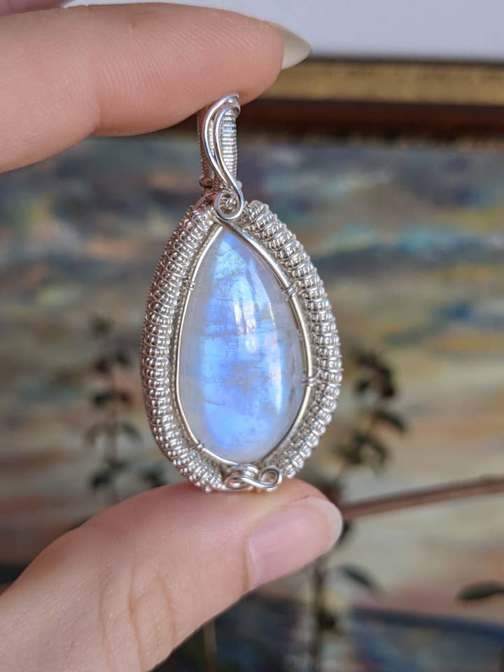 Ciondolo in peristerite in argento sterling per la vendita all'ingrosso da parte di Le Tourbillon Minéral