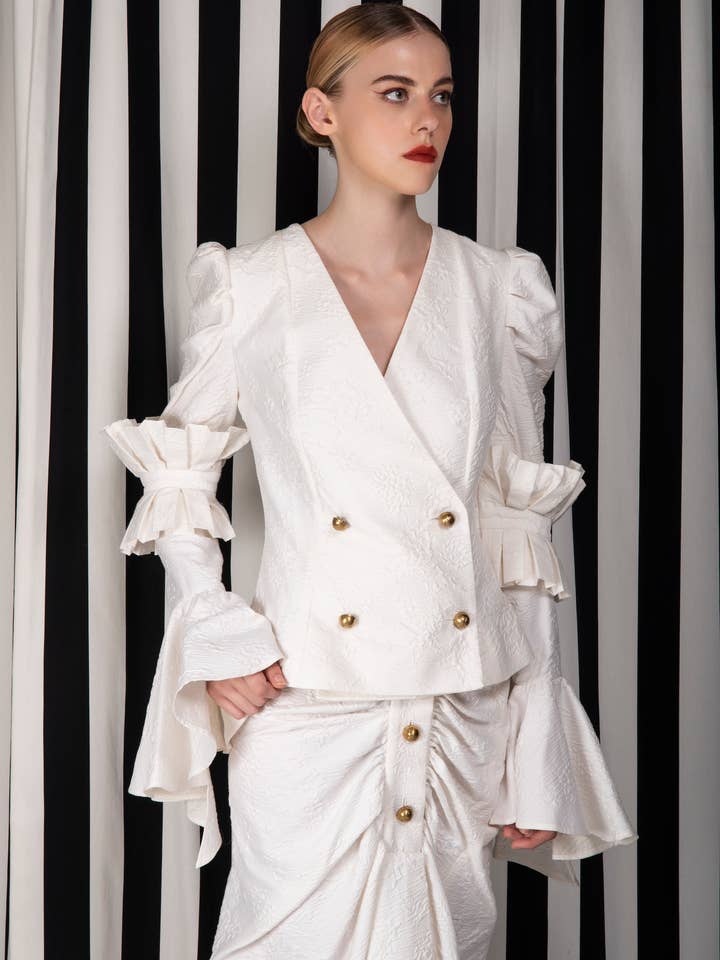 Circular ruffeled top and skirt - white for wholesale by Kittima