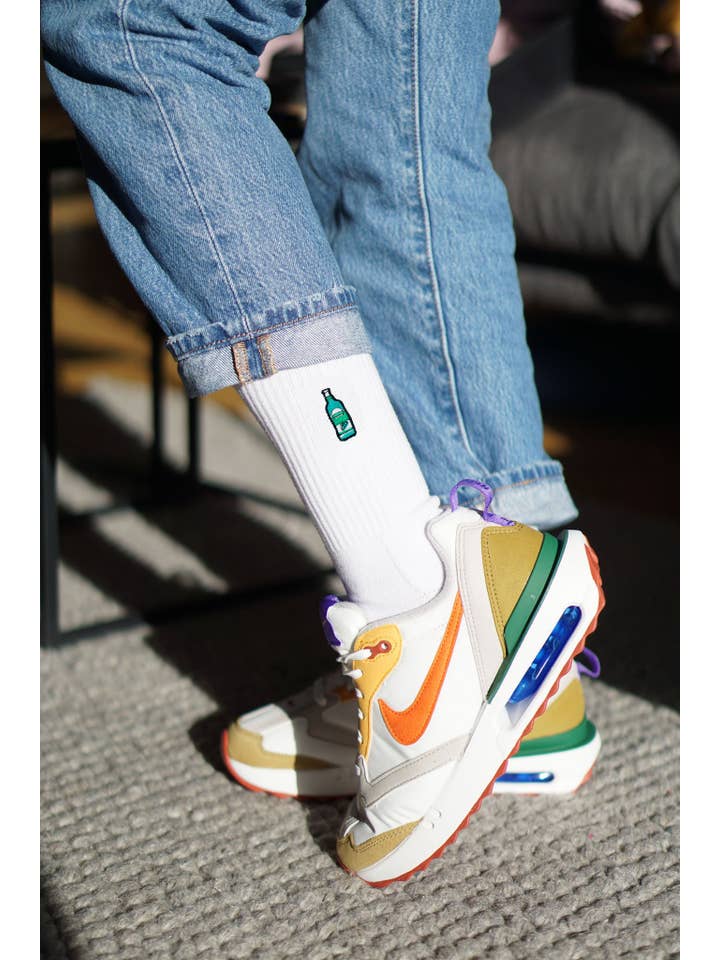 white Pfeffi | Embroidered organic cotton socks for wholesale on Faire4