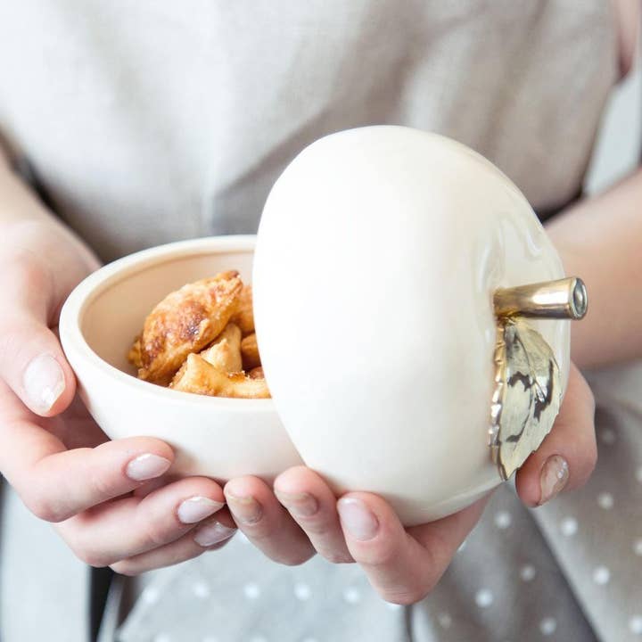 Cuenco de cerámica «Apple» con hoja dorada para venta al por mayor de Cozy Home Ideas