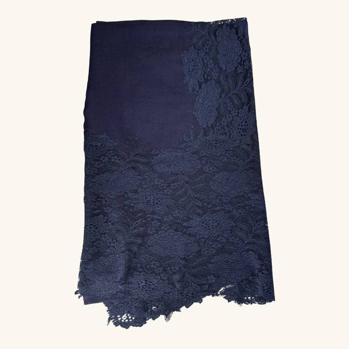 Navy Blue Lace Shawl for wholesale by Monisha Melwani Jewelry