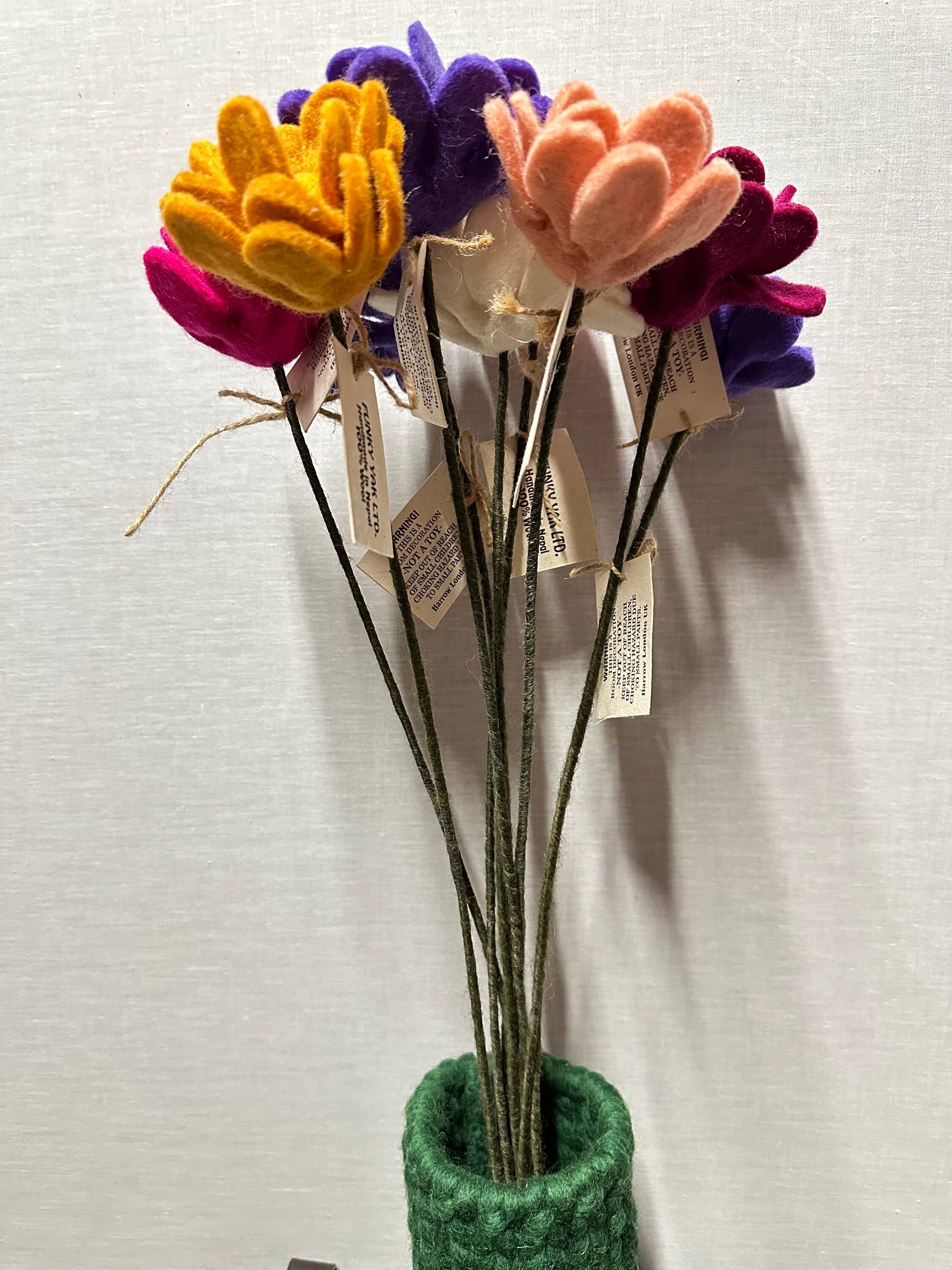 Funky Yak Ltd - Wholesale Artificial Flowers - Handmade Felt Flower Decoration for Any Occasion. 4 Pc mix3