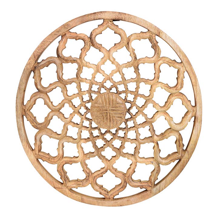 Wurm - Wholesale Wall Accent - Wall Hanging Flower Decor made of Mango Wood, Natural (W/H/D) 40x40x3cm