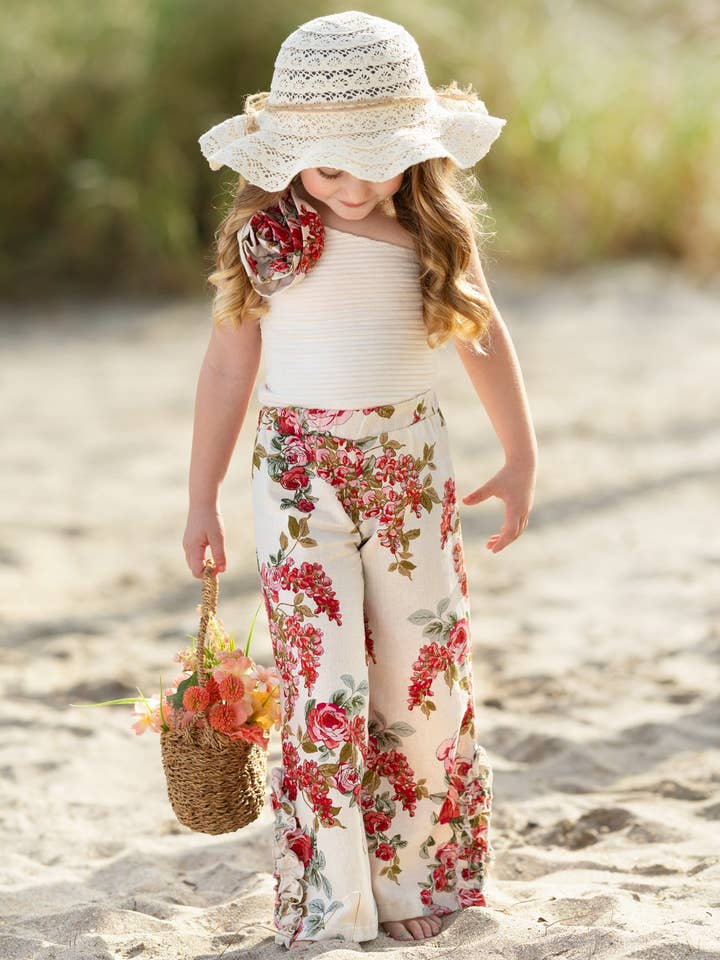 Red Garden Party One-Shoulder Palazzo Pants Set for wholesale on Faire