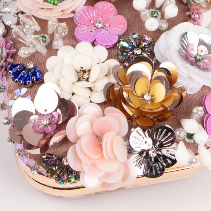 PEACH ACCESSORIES - Vendita all'ingrosso Pochette - Donna - Borsa clutch da sera decorata a mano con fiori K02011