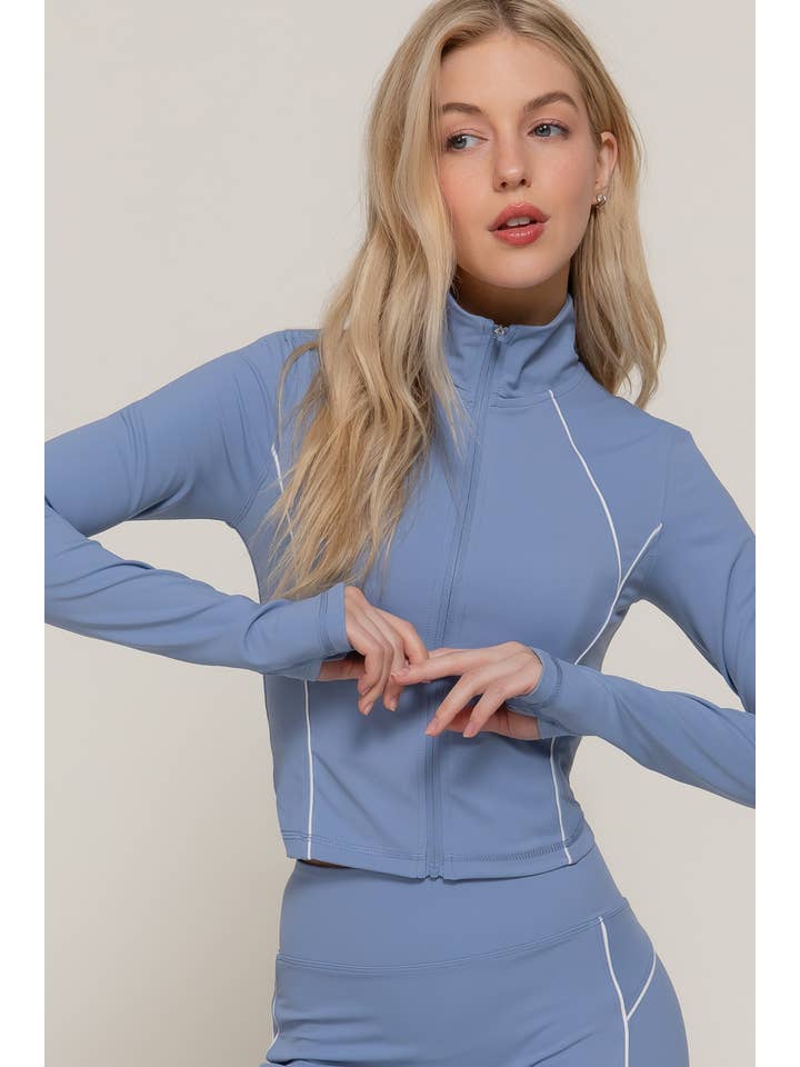 Active Basic | Active USA - Wholesale Athletic Jacket - Women's - Long Sleeve Piping Detail Active Wear Jacket14