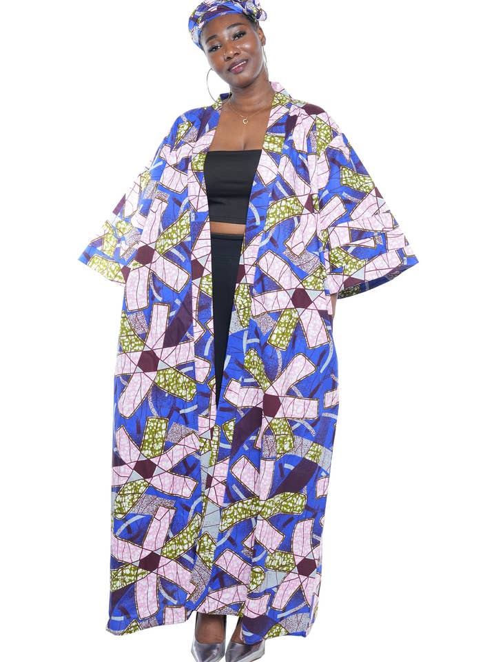 Satsuma Wholesale – wholesale Kimono – Women's – African Ankara Women Long Kimono Jacket | Robe | Duster