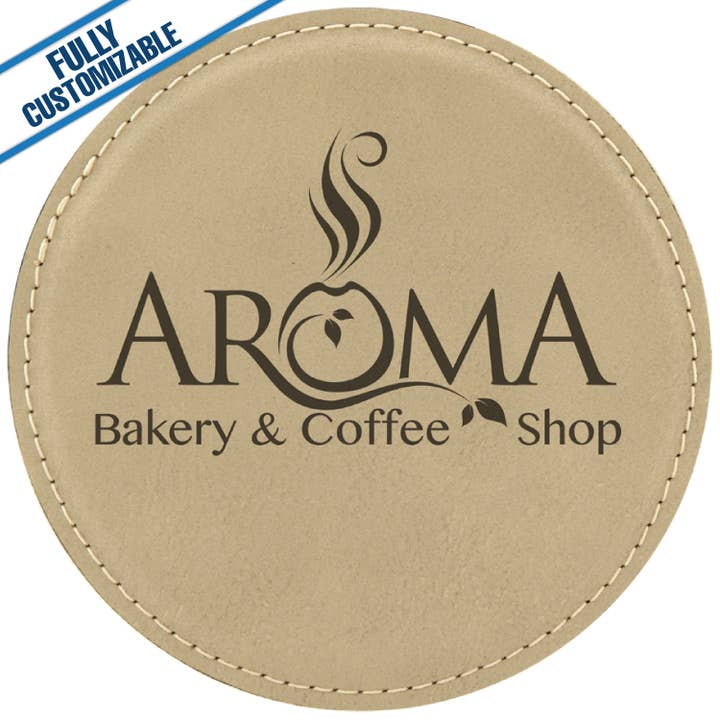 GiftWorksPlus - Wholesale Coasters - Engraved Leatherette Round Coasters - Fully Customizable2