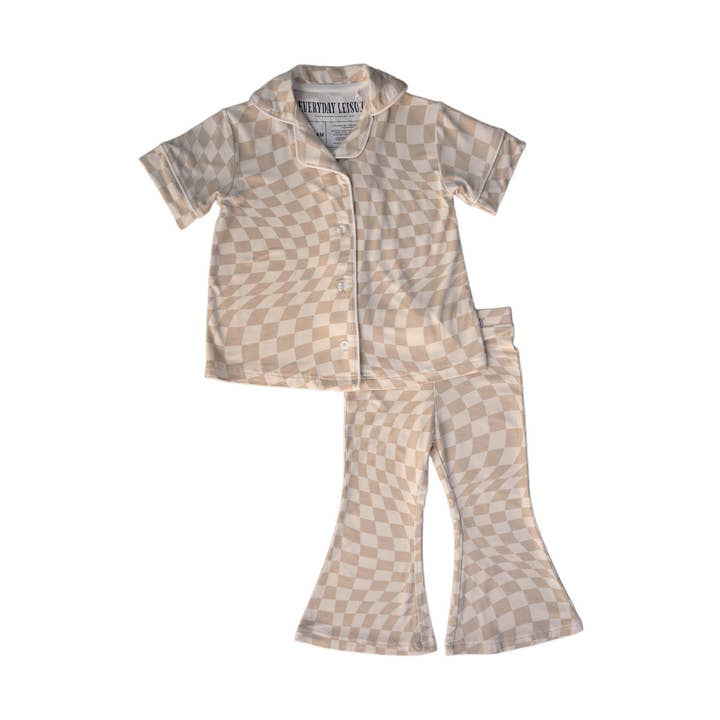 Wavy Checker | Set Flare para niña para venta al por mayor de Everyday Leisure