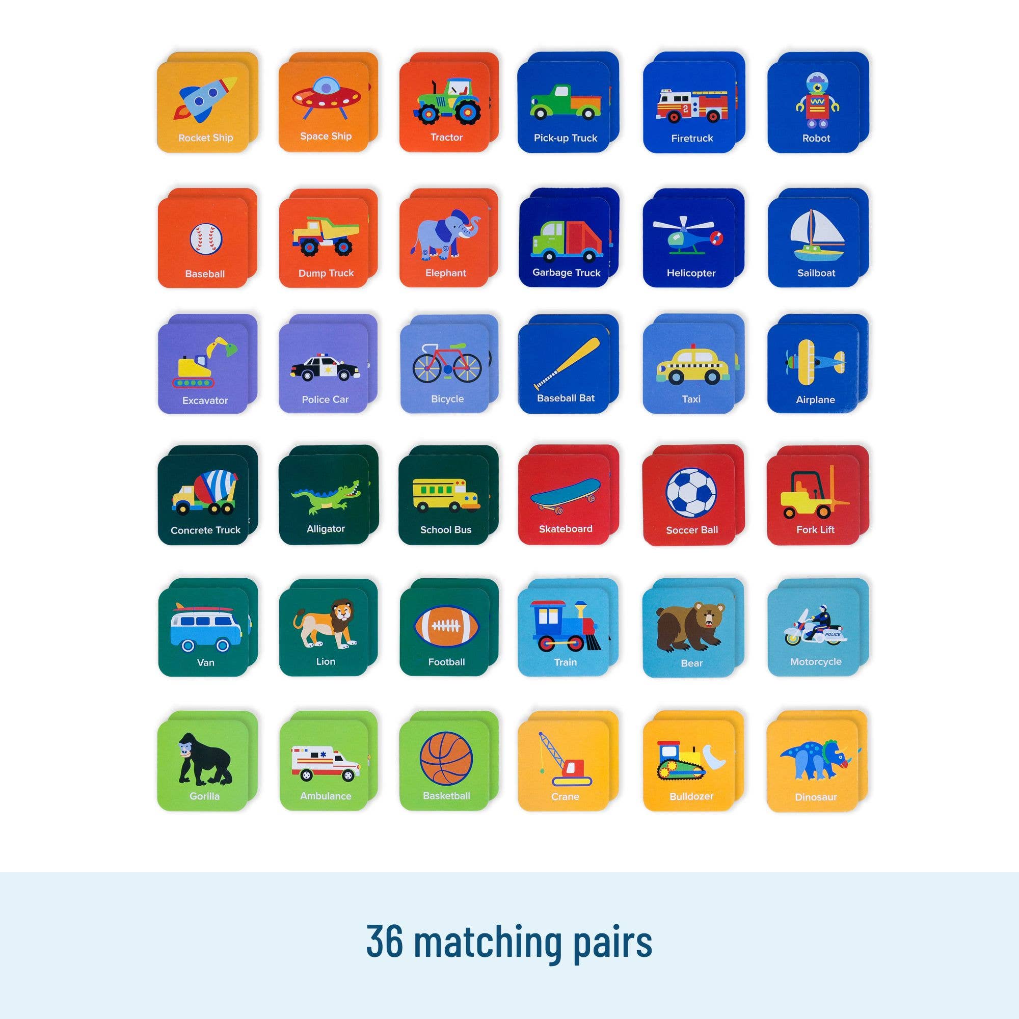 Wildkin - Vendita all'ingrosso Gioco di logica - Bambini - Memory Matching Game 72 pezzi - Ragazzi - 36 paia6