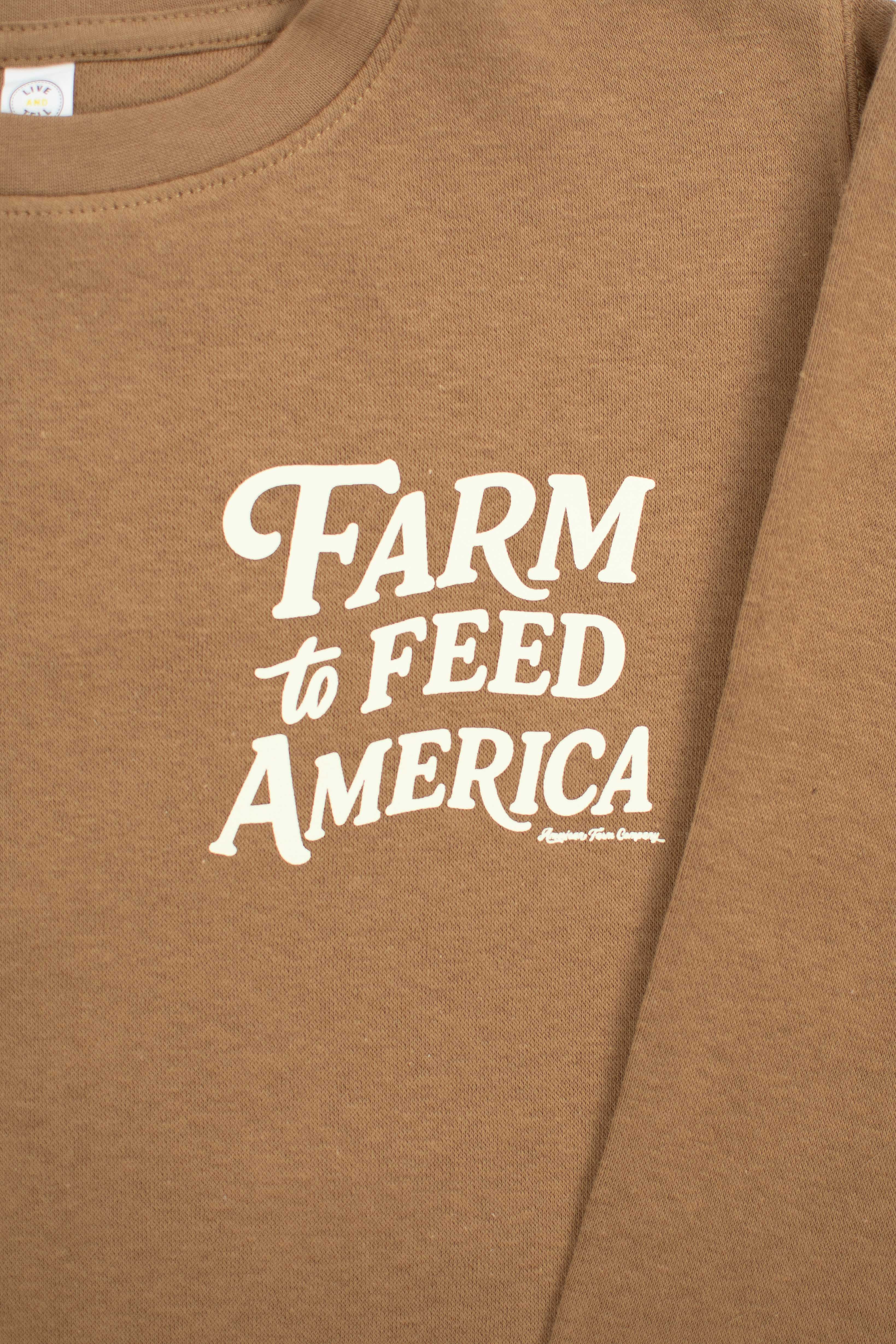 American Farm Company - Wholesale Sweatshirt - Kids - Western 'Farm to Feed America’ Brown Youth Crewneck4